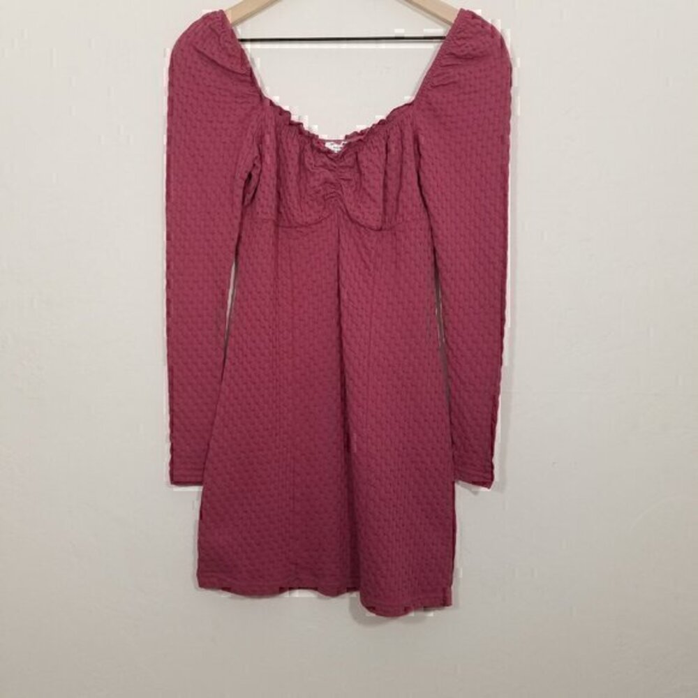 NWT Cotton On Savannah Long Sleeve Mini Dress Crimson Pink Size XS